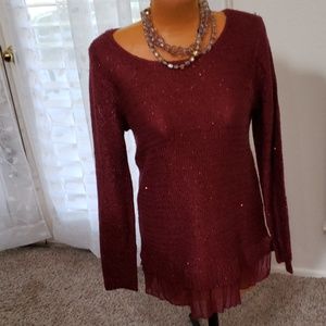 Faced Glory Size L (12-14) maroon sequined sweater